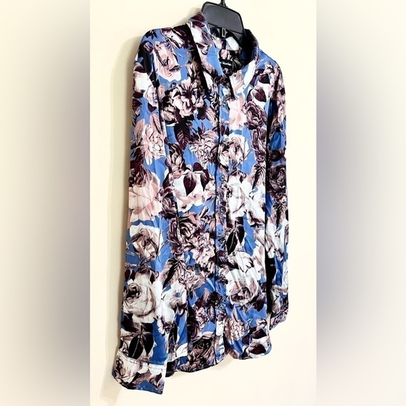 CATHERINE MALANDRINO Women’s Long Sleeve Button Down Floral Blouse Feminine XL - Picture 7 of 13